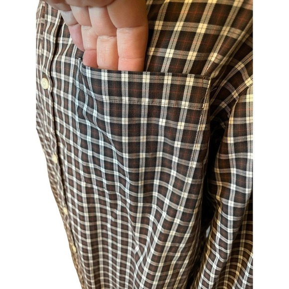 Eddie Bauer Classic Fit Wrinkle Resistant Brown Plaid Shirt Men's Size XL - Picture 2 of 10